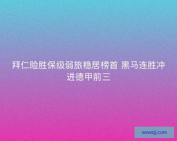 拜仁险胜保级弱旅稳居榜首 黑马连胜冲进德甲前三