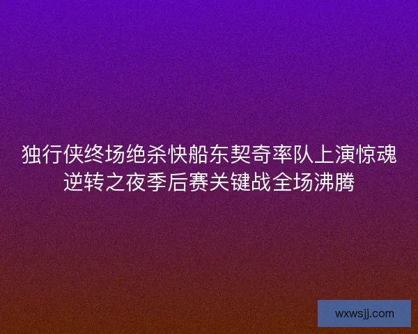 独行侠终场绝杀快船东契奇率队上演惊魂逆转之夜季后赛关键战全场沸腾