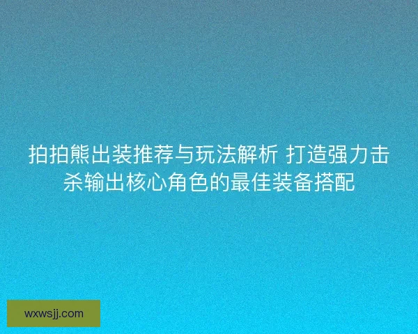 拍拍熊出装推荐与玩法解析 打造强力击杀输出核心角色的最佳装备搭配