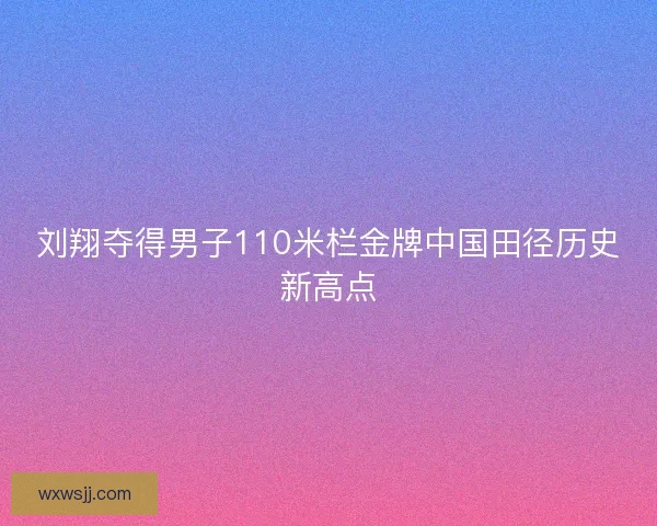 刘翔夺得男子110米栏金牌中国田径历史新高点