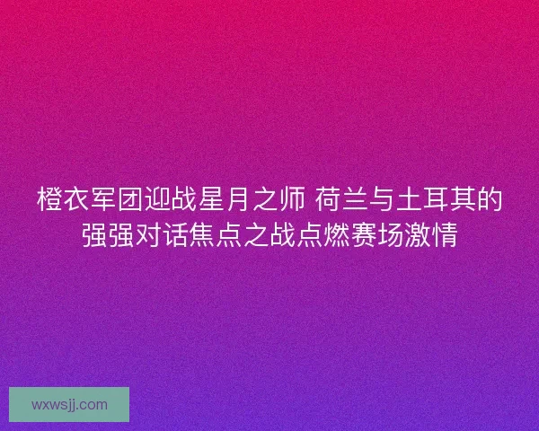 橙衣军团迎战星月之师 荷兰与土耳其的强强对话焦点之战点燃赛场激情