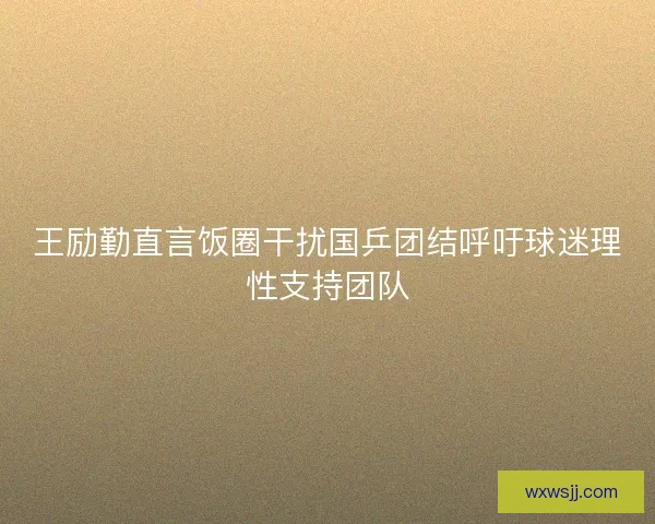 王励勤直言饭圈干扰国乒团结呼吁球迷理性支持团队