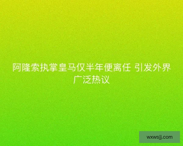 阿隆索执掌皇马仅半年便离任 引发外界广泛热议